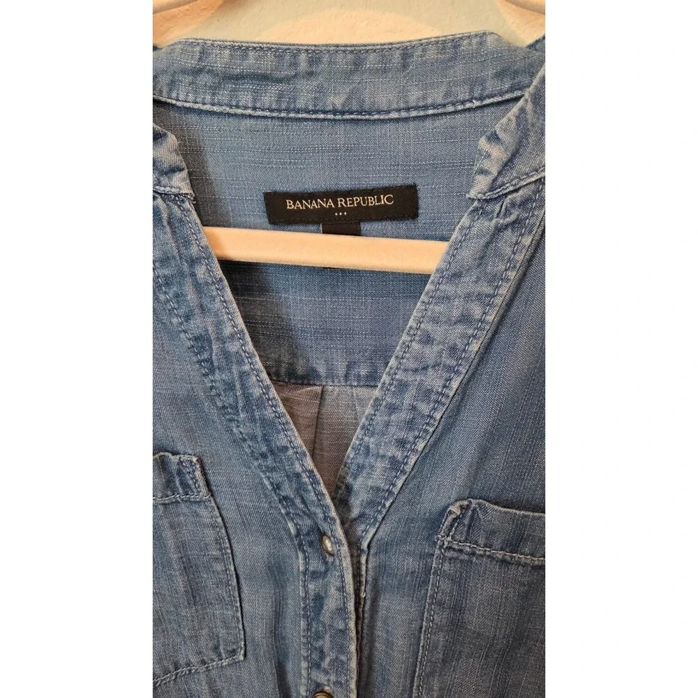Banana Republic Chambray Denim Shirt Dress‎ | Button Front Long Sleeve Midi